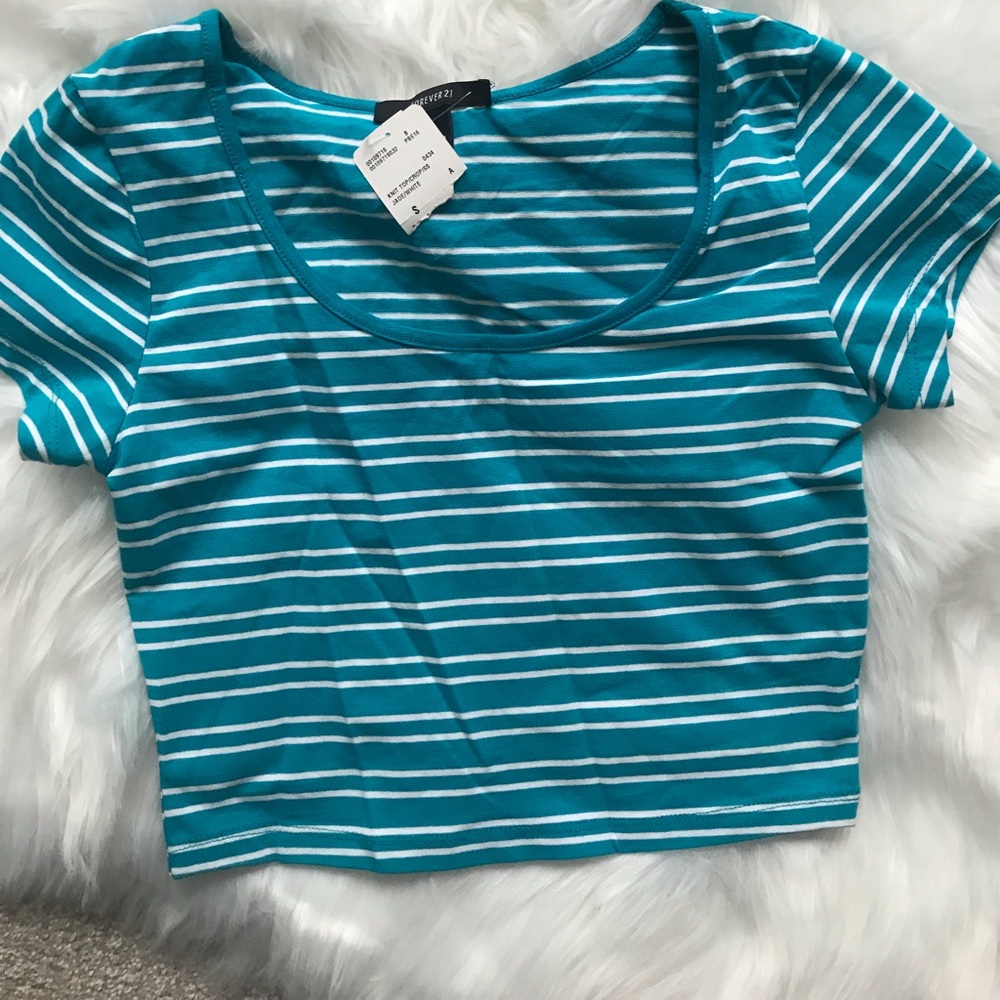 Turquoise and white crop top size small